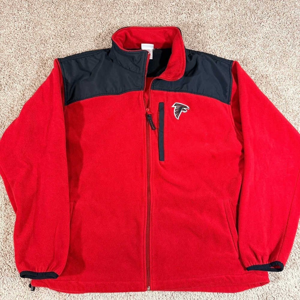 Atlanta Falcons NFL Team Apparel Fleece Jacket Mens XL Full Zip Red EUC